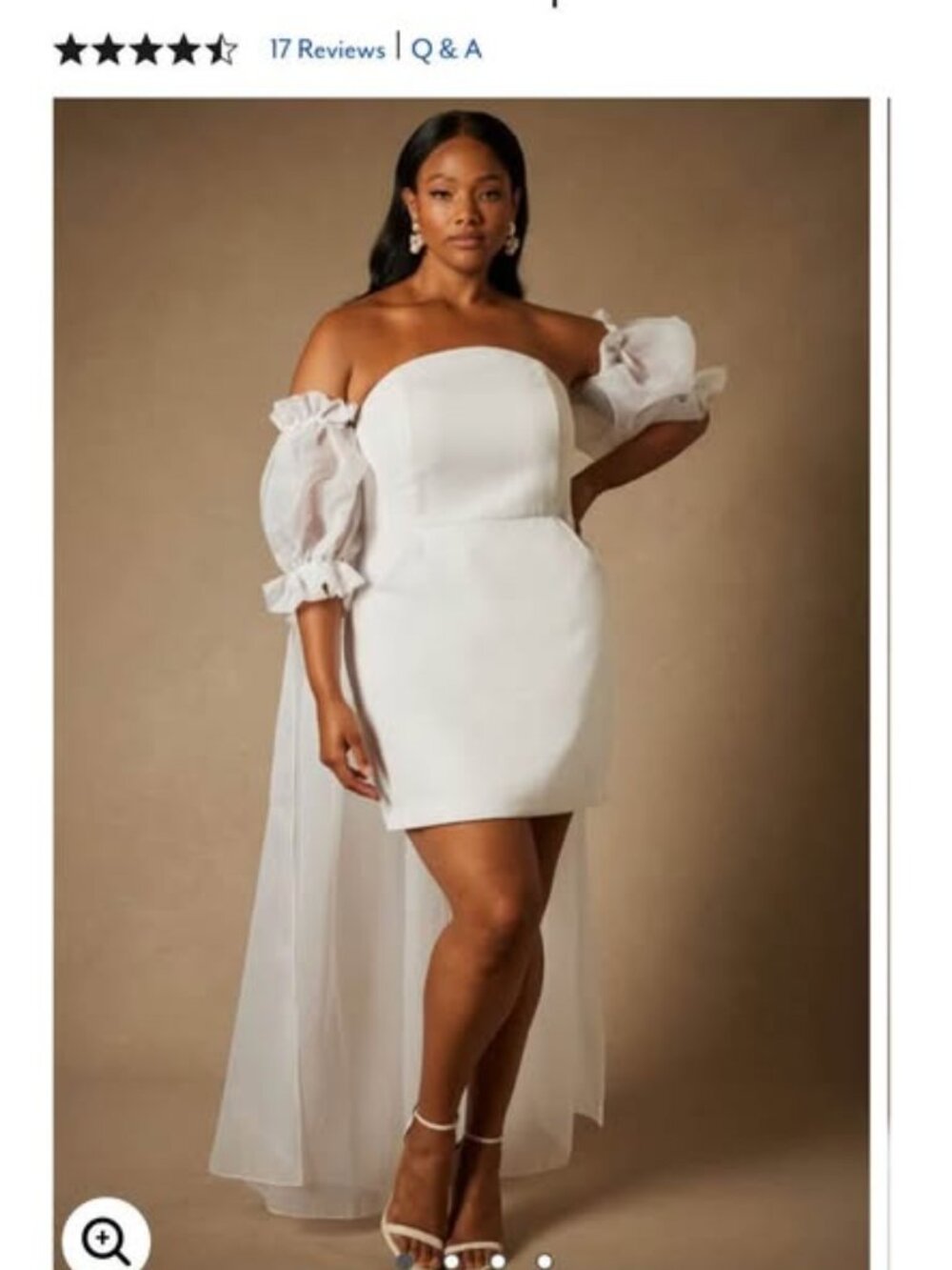 White Bridal by ELOQUII Mini Dress with Puff Sleeve - Size 16 or XL